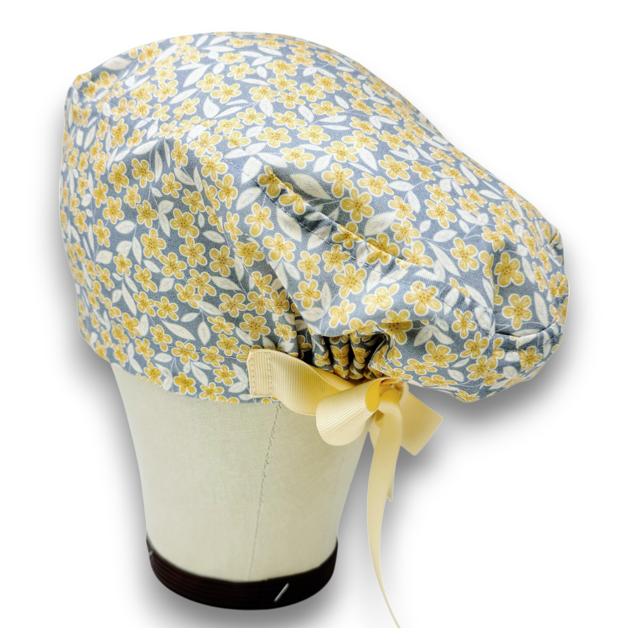 Floral Euro scrub cap with ties for Women by Paradise Caps. Euro PLUS style.