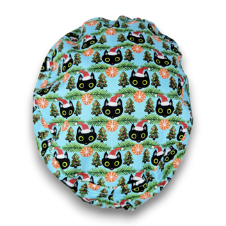 Christmas Cat Euro Scrub Cap for Women with Satin Lined Option by Paradise Caps.