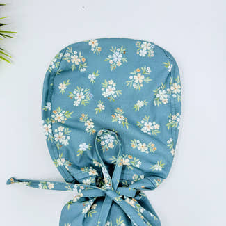 Sage Posies Ponytail scrub cap for women with satin lined option by Paradise Caps.