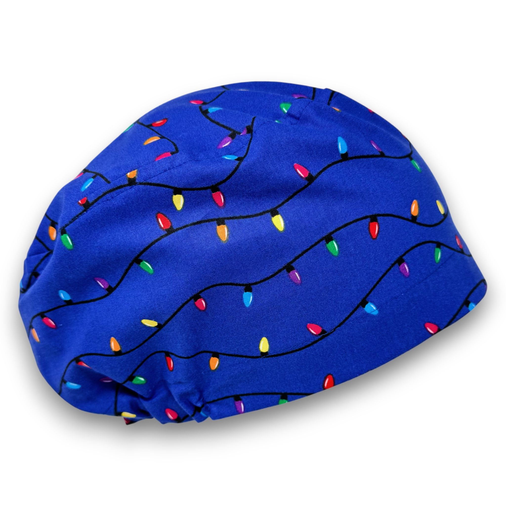 Christmas Lights Euro Scrub Cap for Women with Satin Lined Option by Paradise Caps.
