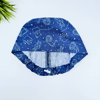 Navy Constellations Euro Scrub Cap for Women with Satin Lined Option by Paradise Caps.