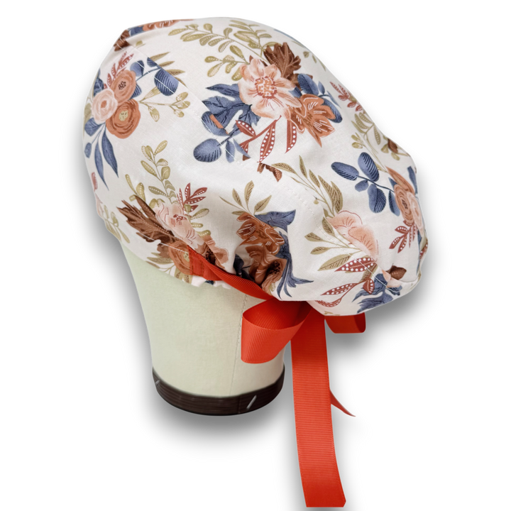 Fall Floral Euro scrub cap with ties for Women by Paradise Caps. Euro ...