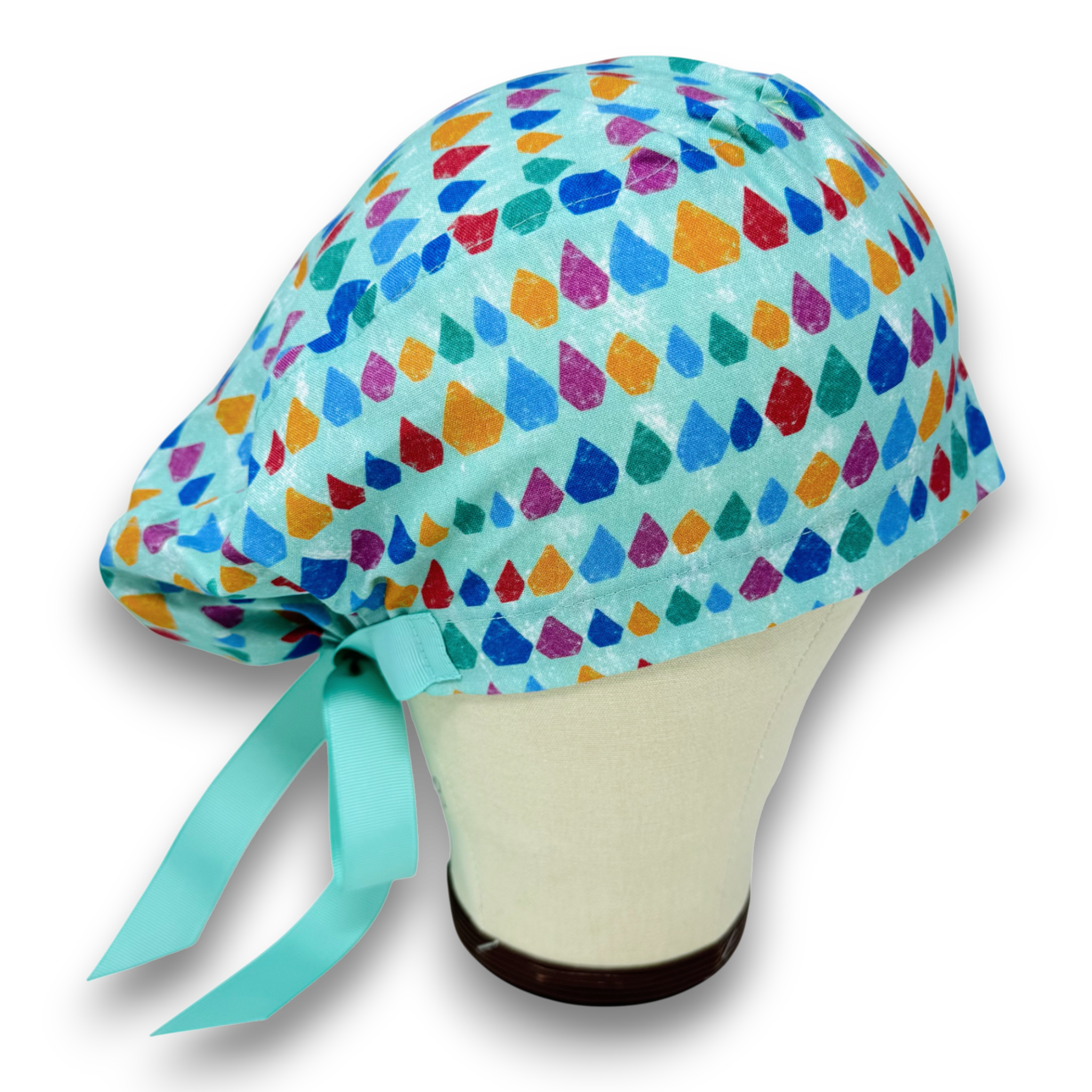 Aqua Scales Euro scrub cap with ties for Women by Paradise Caps. Euro PLUS style.