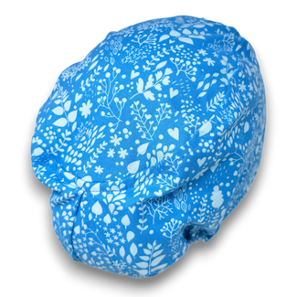 Calm Blue Floral European surgical hat with satin lined by Paradise Caps.