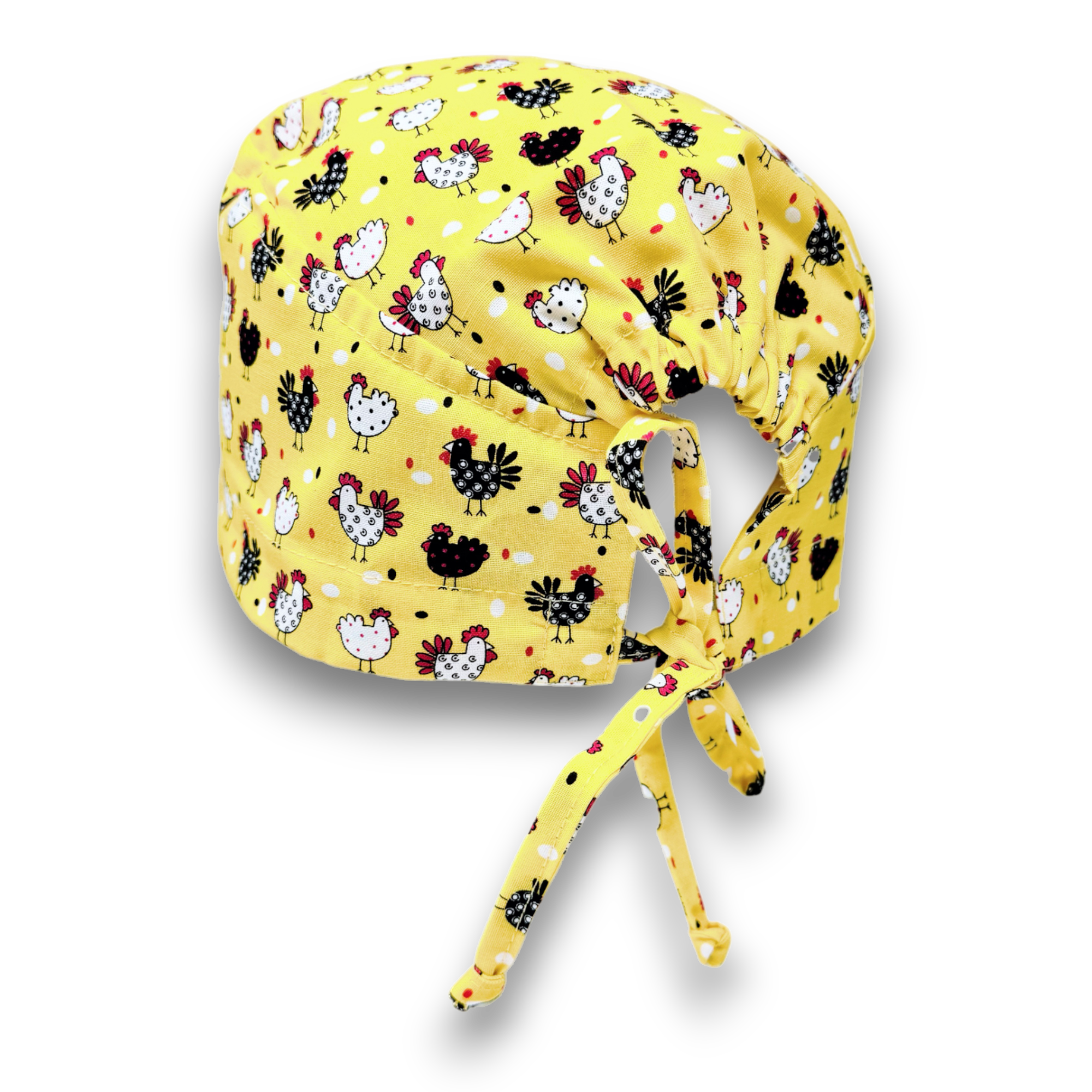 Funny chicken Skull tie-back style surgical scrub cap for men by Paradise Caps.