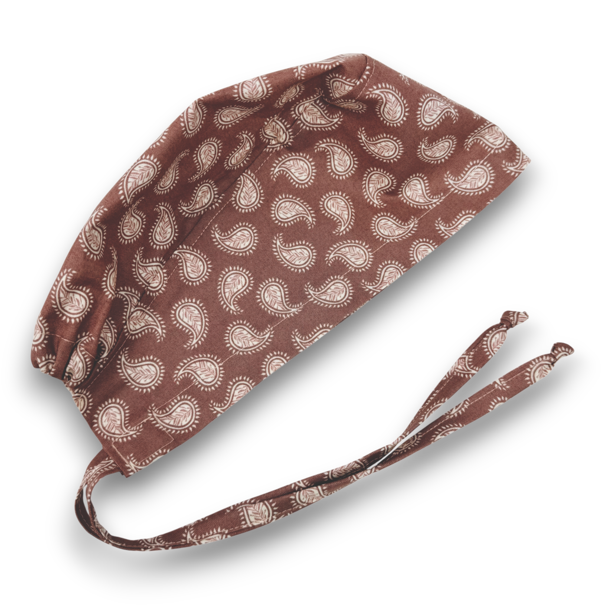 Paisley Print Skull tie-back style surgical scrub cap for men by Paradise Caps.