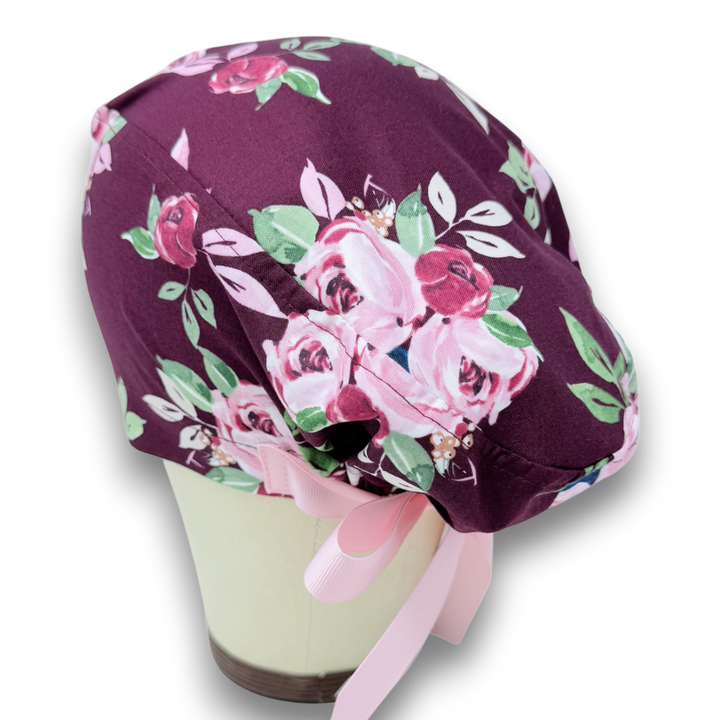 Berry rose Euro scrub cap with ties for Women by Paradise Caps. Euro ...