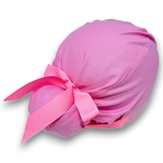 Pink Euro scrub cap with ties for Women by Paradise Caps. Euro PLUS style.