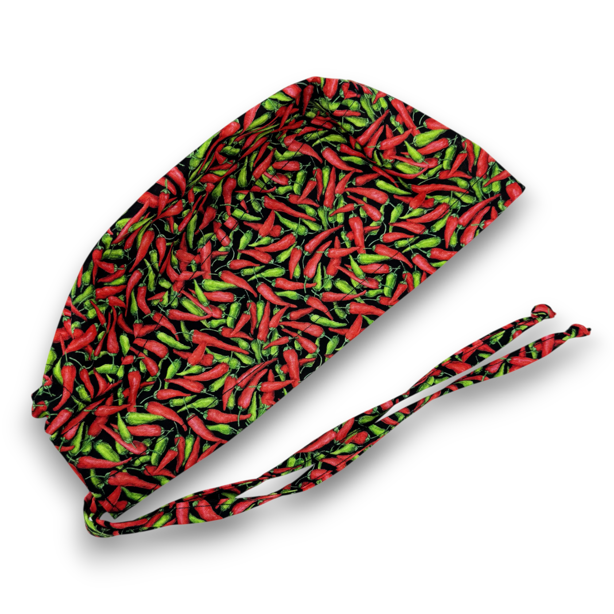 Chili Surgical cap for men. Pepper tie back scrub hat by Paradise Caps.