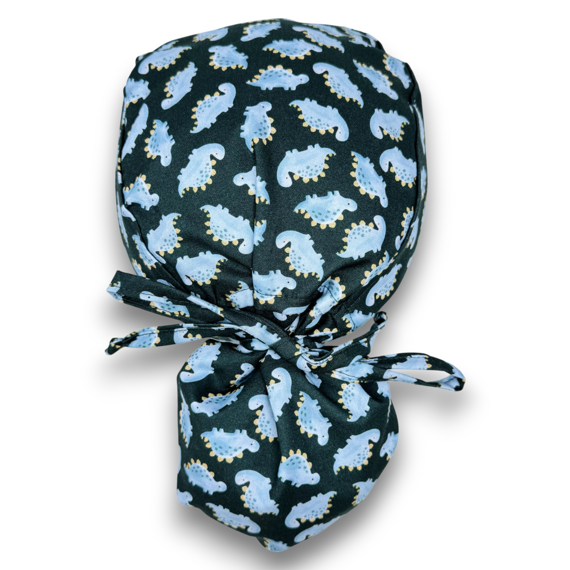 Dinosaur Ponytail scrub cap for women with satin lined option by Paradise Caps.