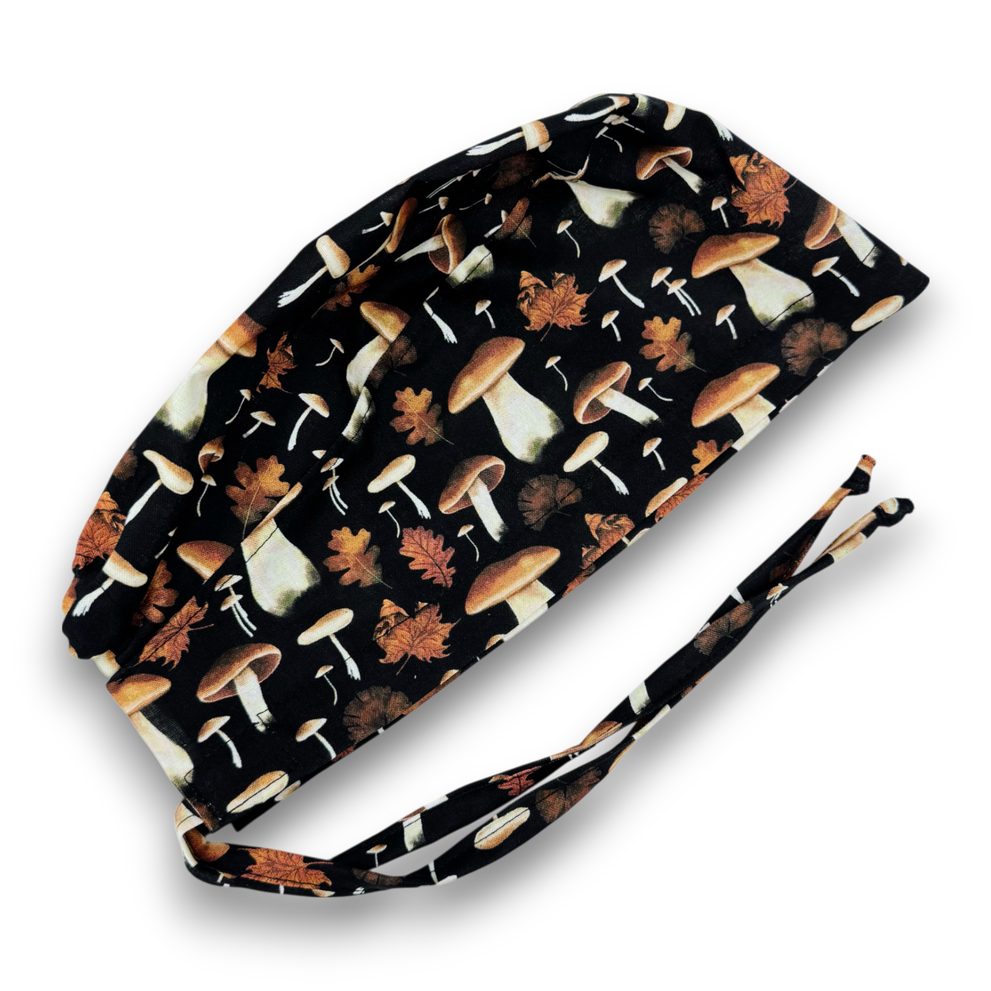 Mushroom Men's surgical cap. Fall skull tie-back style scrub cap by Paradise Caps.