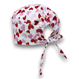Valentine's day Skull tie-back style surgical scrub cap for men by Paradise Caps.