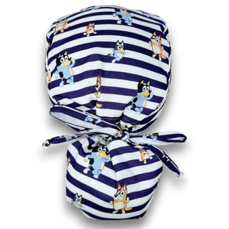 Funny Ponytail scrub cap for women with satin lined option by Paradise Caps.