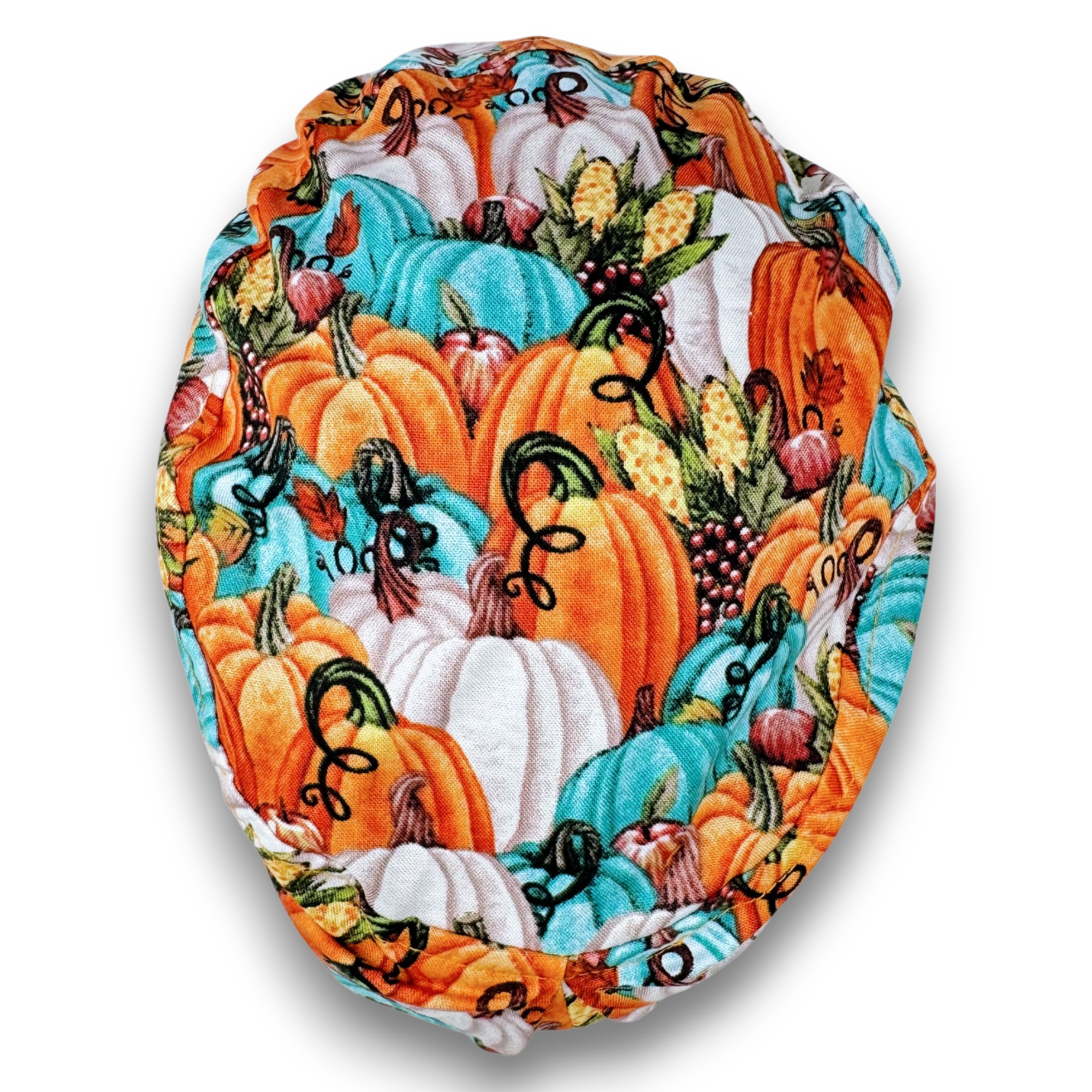 Thanksgiving Pumpkin Euro Scrub Cap for Women with Satin Lined Option by Paradise Caps.