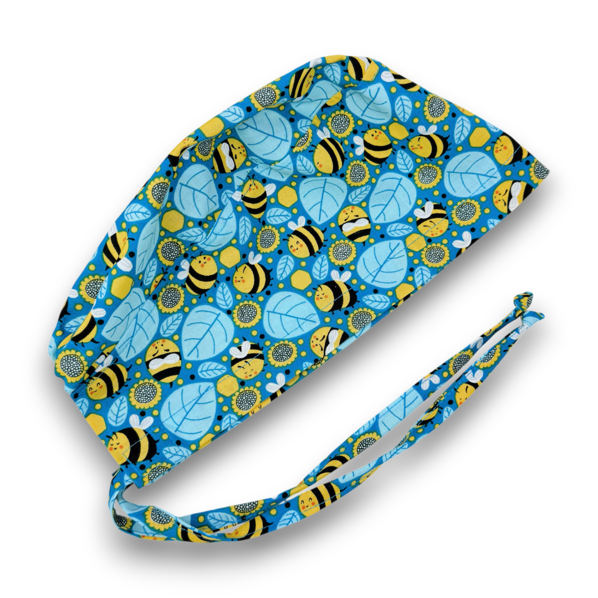 Bee Skull tie-back style surgical scrub cap for men by Paradise Caps.