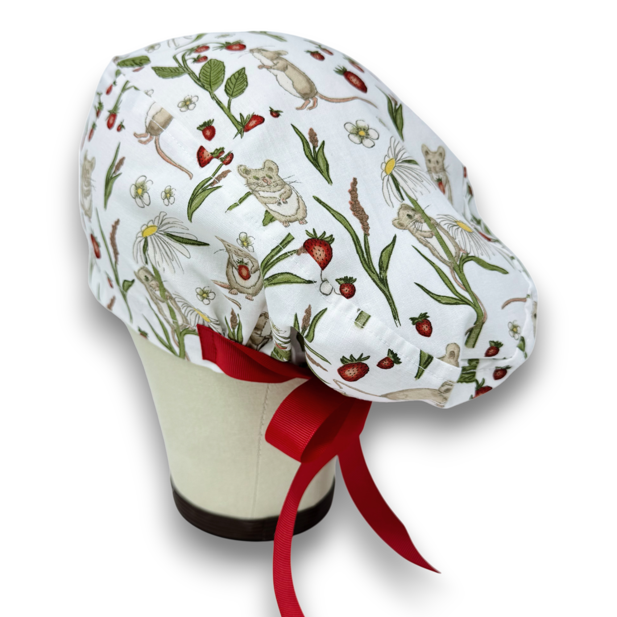 Meadow Mice Euro scrub cap with ties for Women by Paradise Caps. Euro PLUS style.