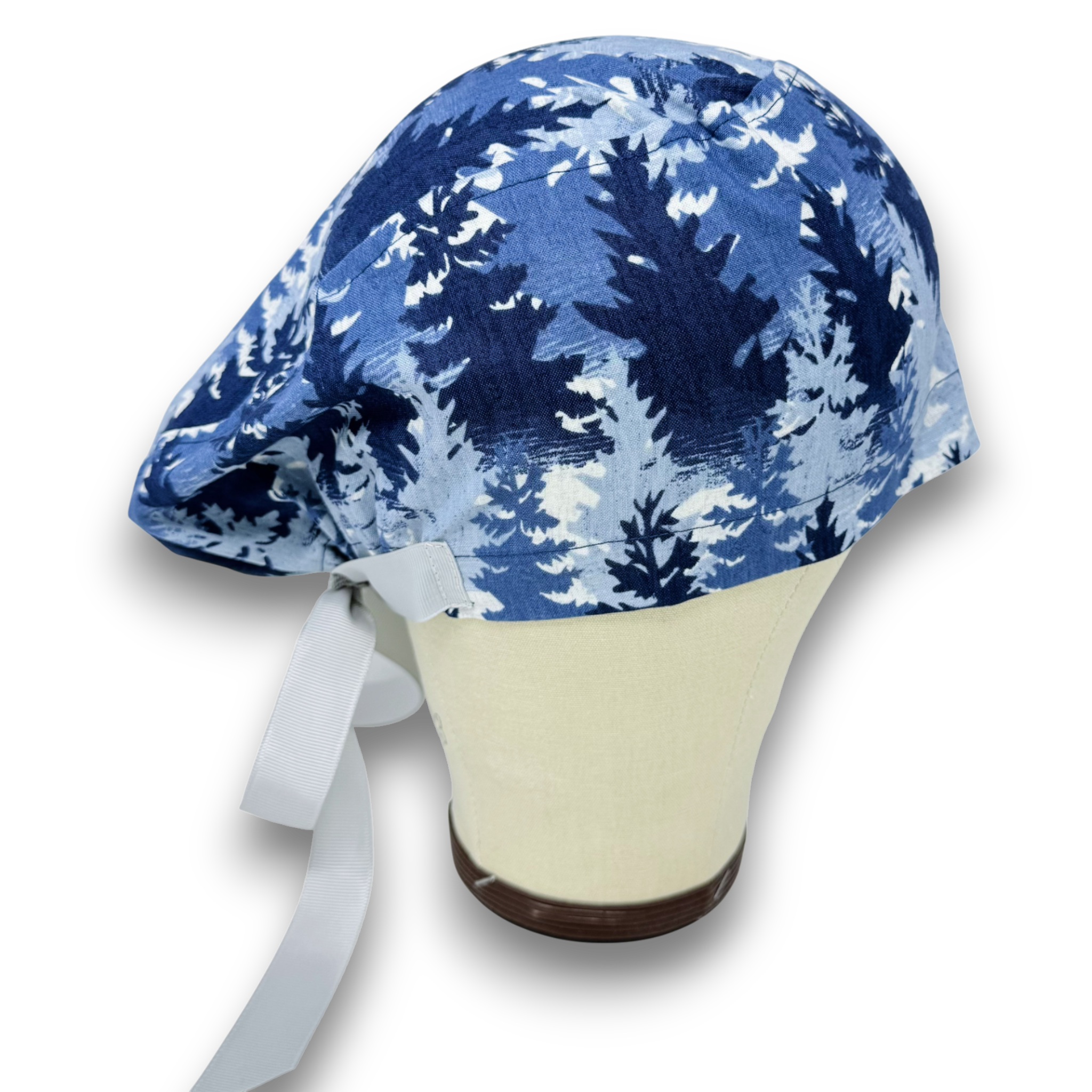 Winter forest Euro scrub cap with ties for Women by Paradise Caps. Euro PLUS style.