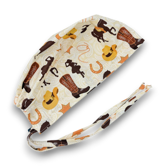 Cowboy Men's Skull tie-back style surgical scrub cap for men by Paradise Caps.