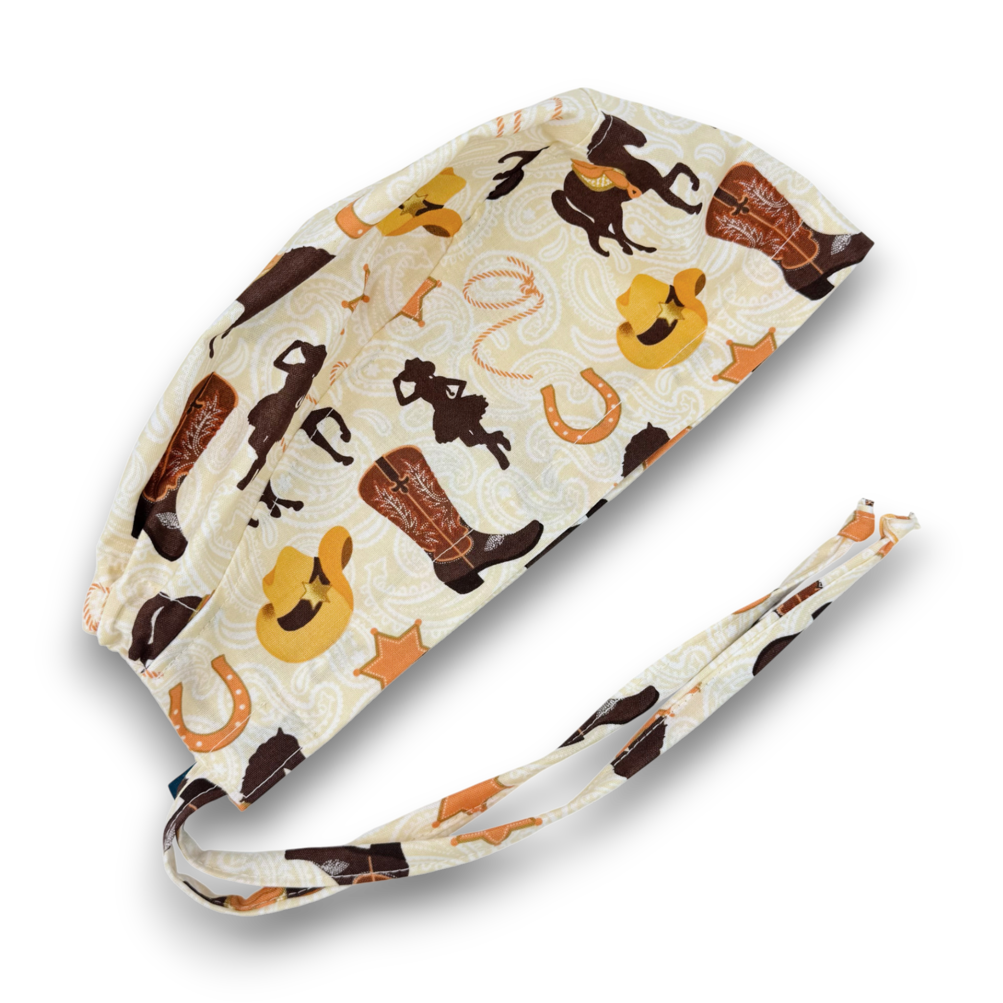Cowboy Men's Skull tie-back style surgical scrub cap for men by Paradise Caps.