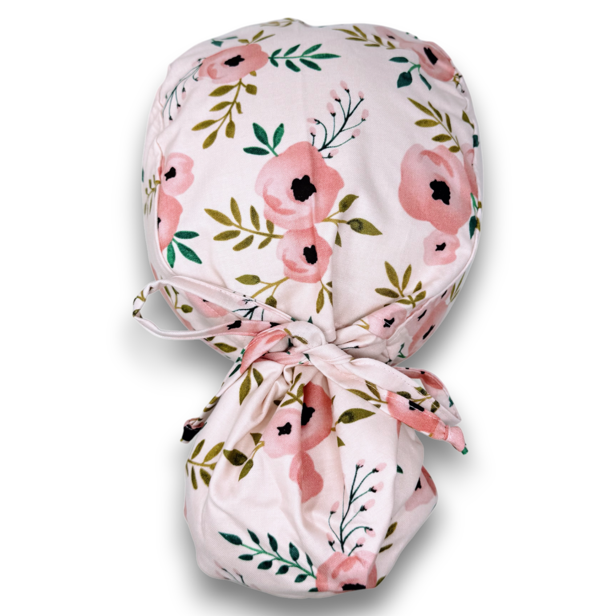 Floral ponytail scrub cap,  Summer scrub cap with ponytail holder.