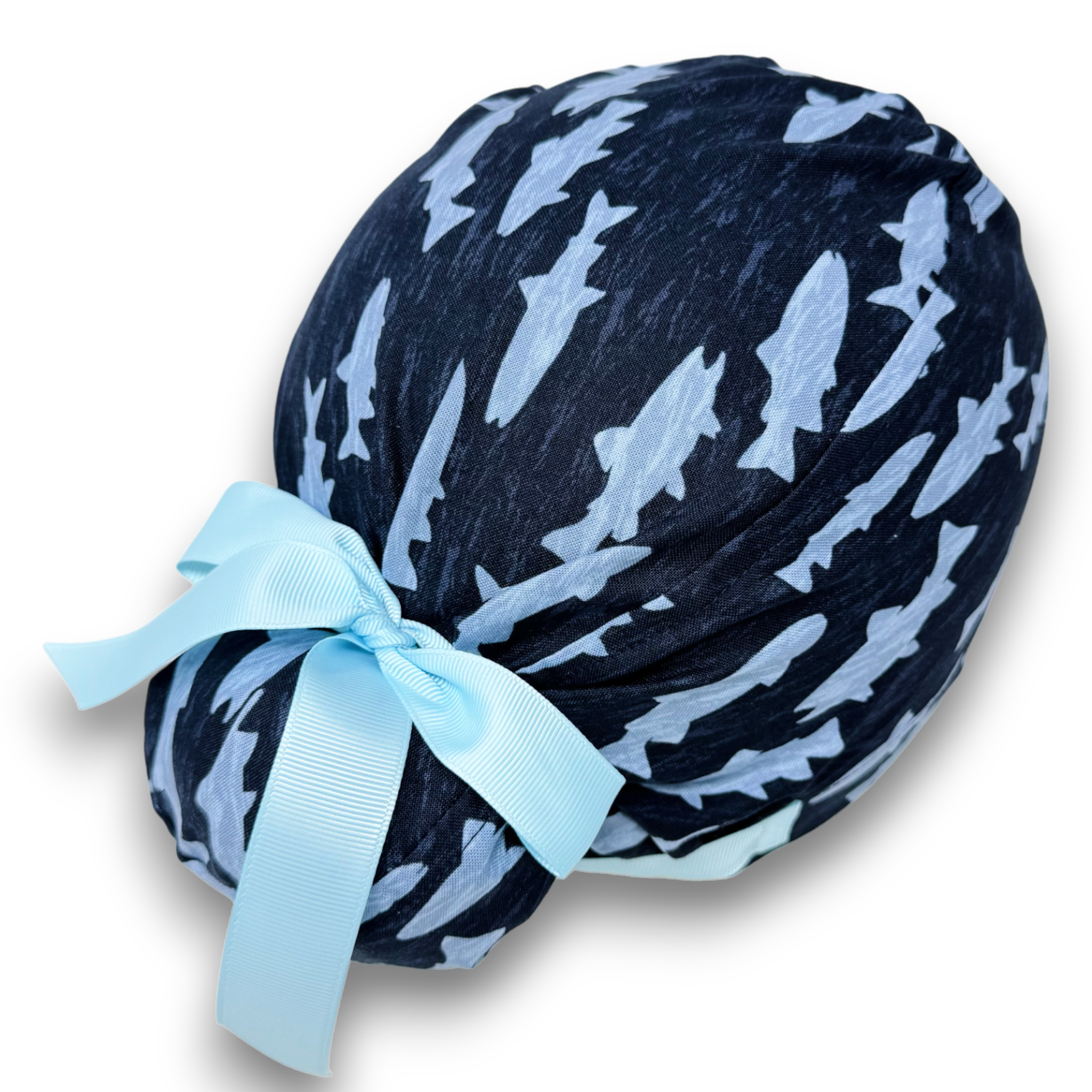 Shark Euro scrub cap with ties for Women by Paradise Caps. Euro PLUS style.