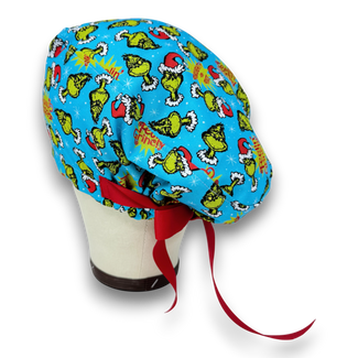 Christmas Euro scrub cap with ties. European Surgical cap with Satin Lined option by Paradise Caps. Funny Euro PLUS style.