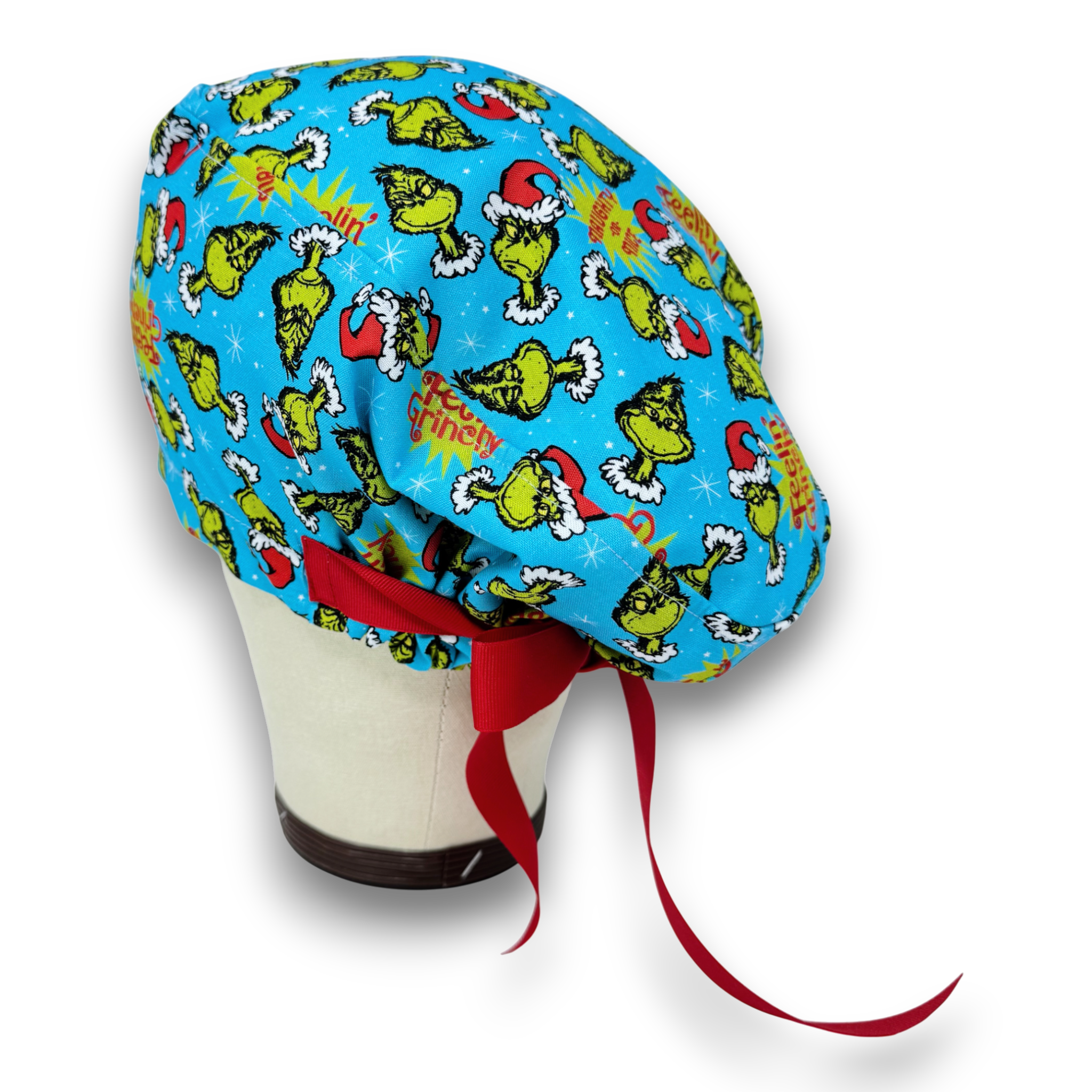 Christmas Euro scrub cap with ties. European Surgical cap with Satin Lined option by Paradise Caps. Funny Euro PLUS style.