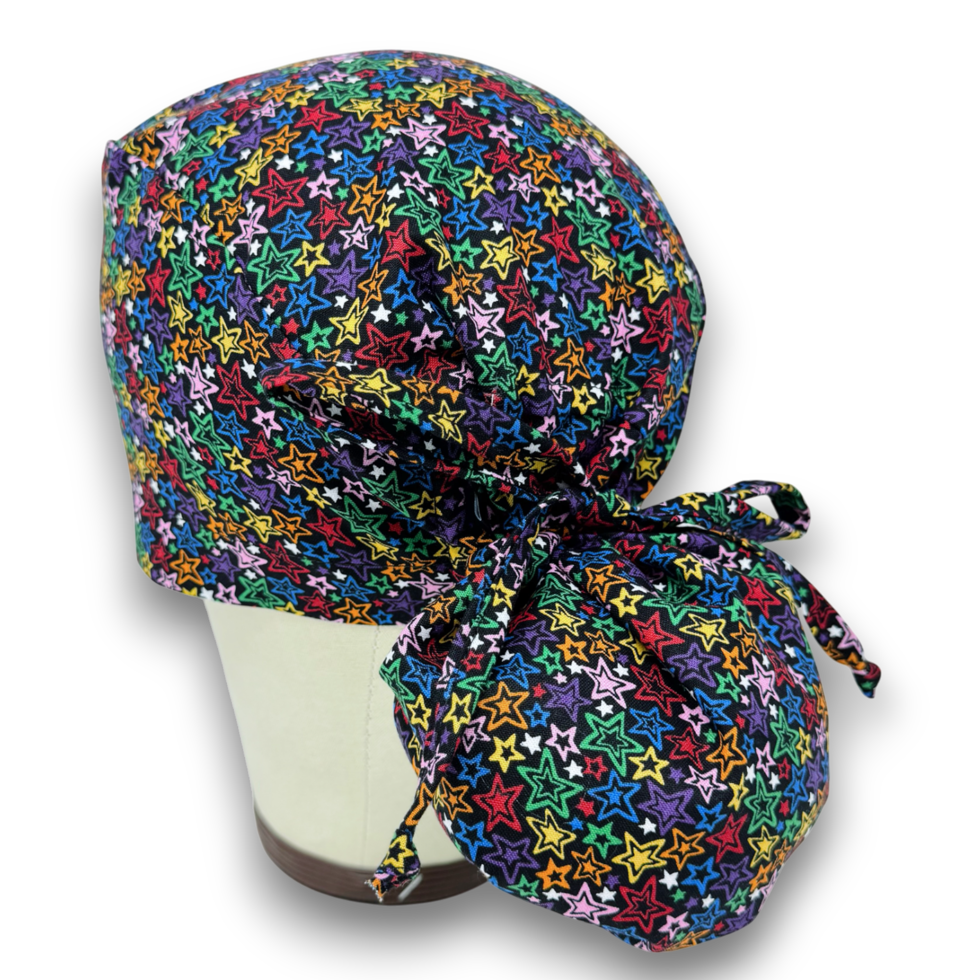 Star Ponytail scrub cap for women with satin lined option by Paradise Caps.