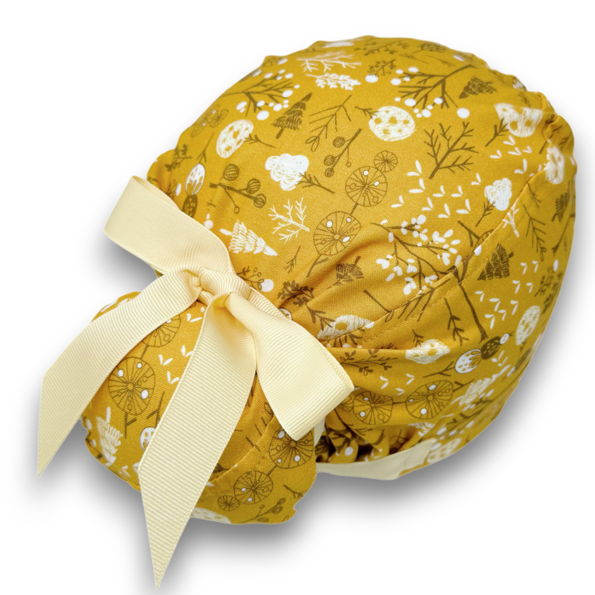 Floral Euro Euro scrub cap with ties for Women by Paradise Caps. Euro PLUS style.