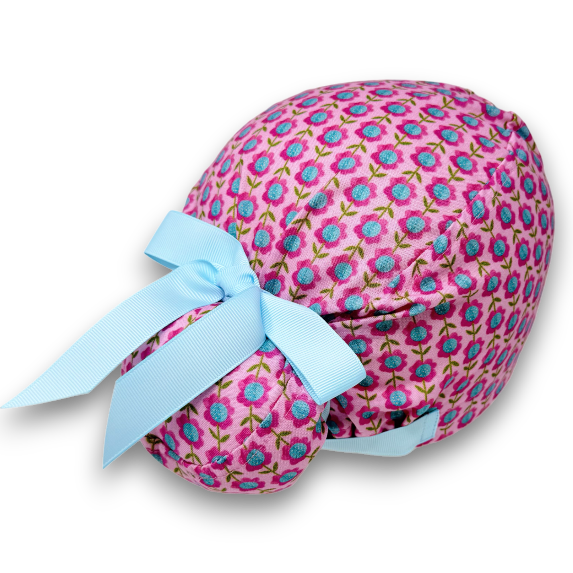 Floral   Euro scrub cap with ties for Women by Paradise Caps. Euro PLUS style.