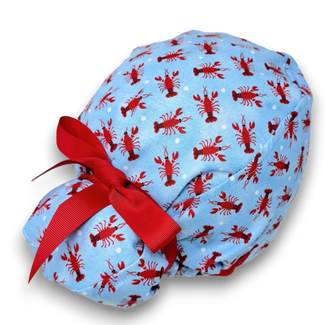 Lobster Euro Euro scrub cap with ties for Women by Paradise Caps. Euro PLUS style.