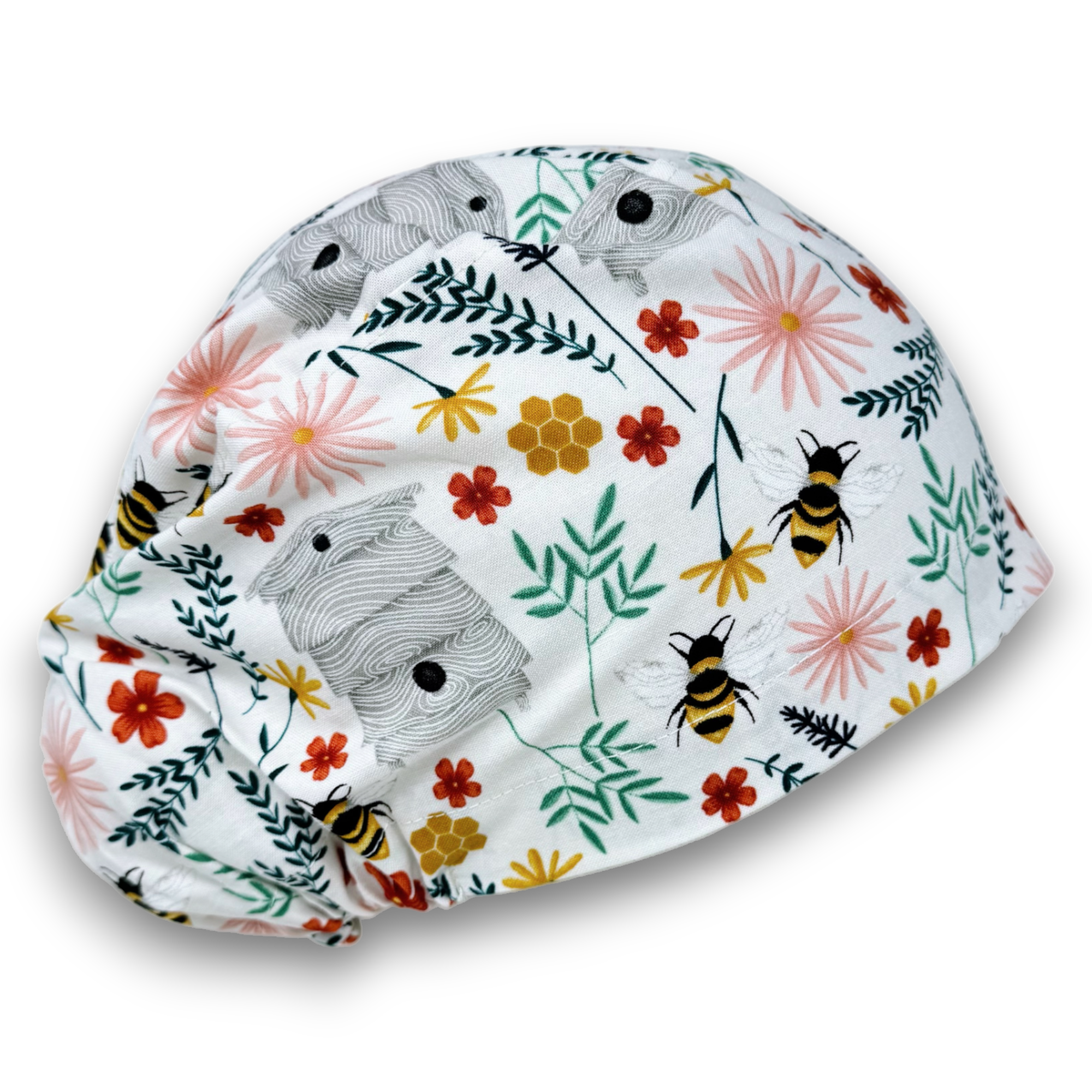 Bees Euro Scrub Cap for Women with Satin Lined Option by Paradise Caps.
