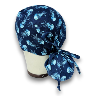 Jellyfish Ponytail scrub cap for women with satin lined option by Paradise Caps.