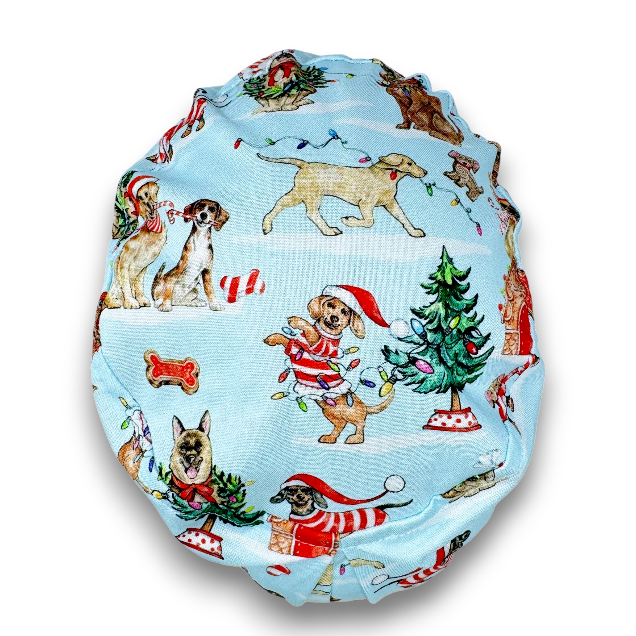 Christmas Dogs Euro Scrub Cap for Women with Satin Lined Option by Paradise Caps.