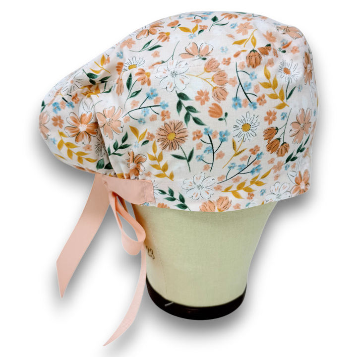 Floral Euro scrub cap with ties for Women by Paradise Caps. Euro PLUS ...