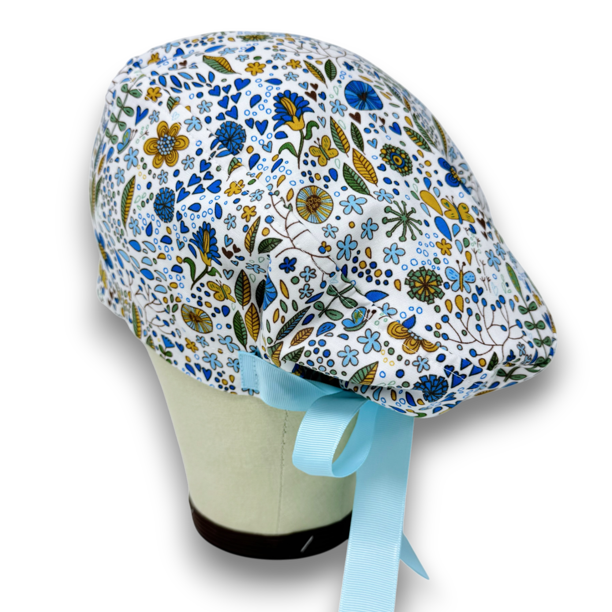 Wild flower  Euro scrub cap with ties for Women by Paradise Caps. Euro PLUS style.