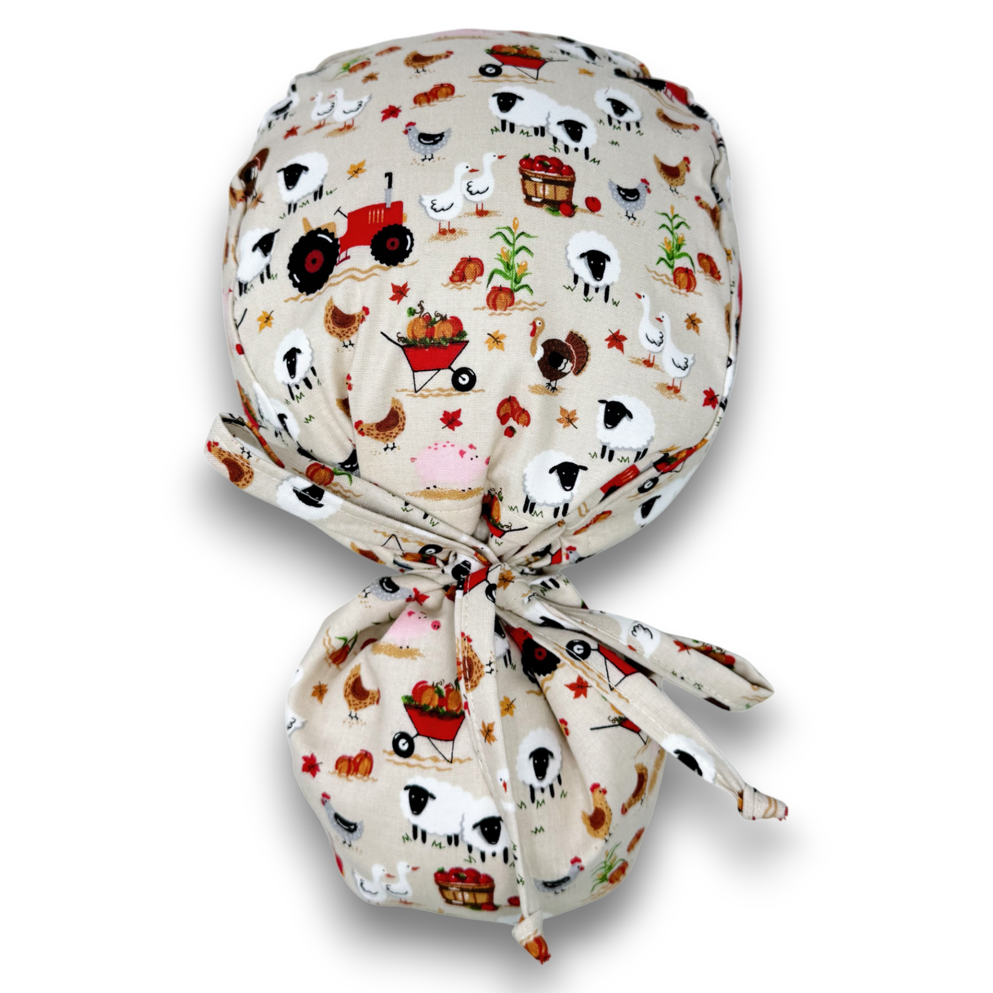 Harvest Farm Ponytail scrub cap for women with satin lined option by Paradise Caps.