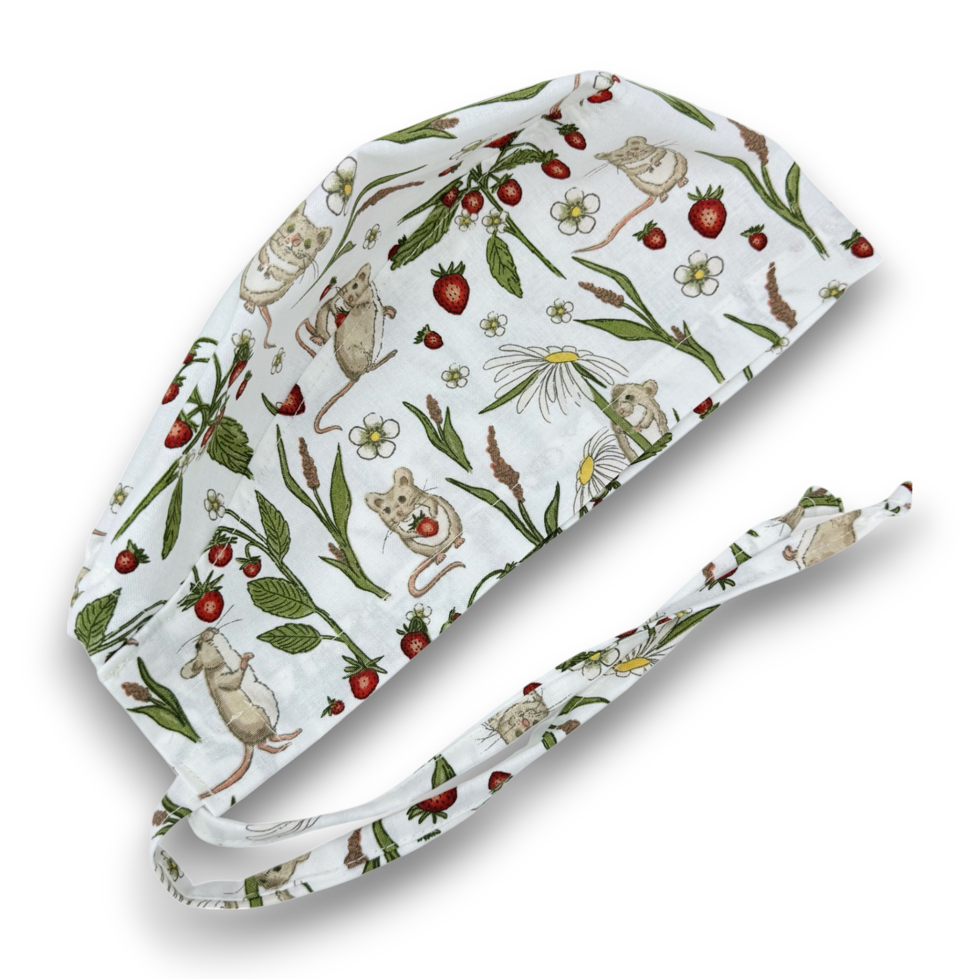 Meadow Mice Skull tie-back style surgical scrub cap by Paradise Caps.