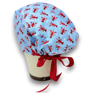Lobster Euro Euro scrub cap with ties for Women by Paradise Caps. Euro PLUS style.