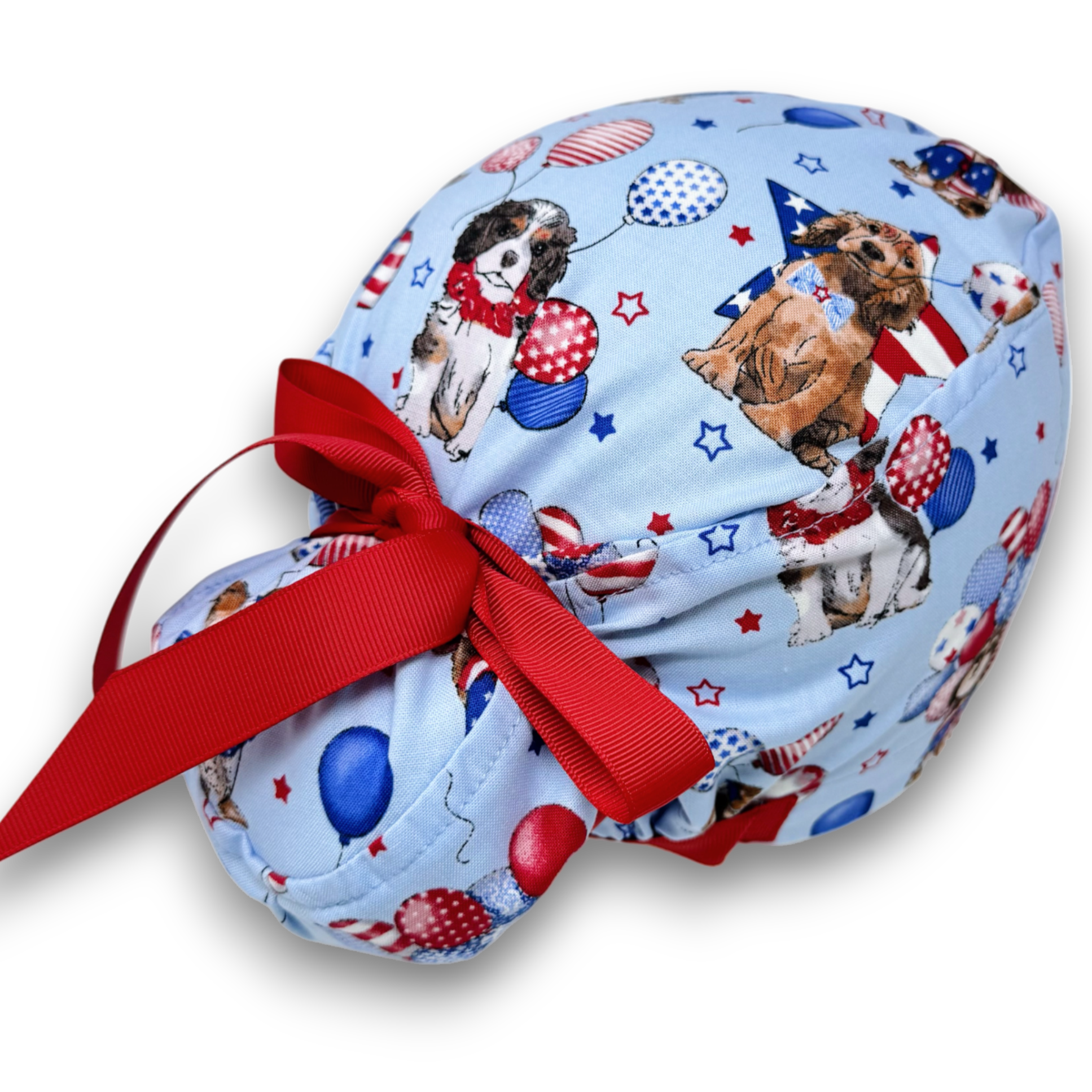 Dog Euro scrub cap with ties for Women by Paradise Caps. Euro PLUS style.