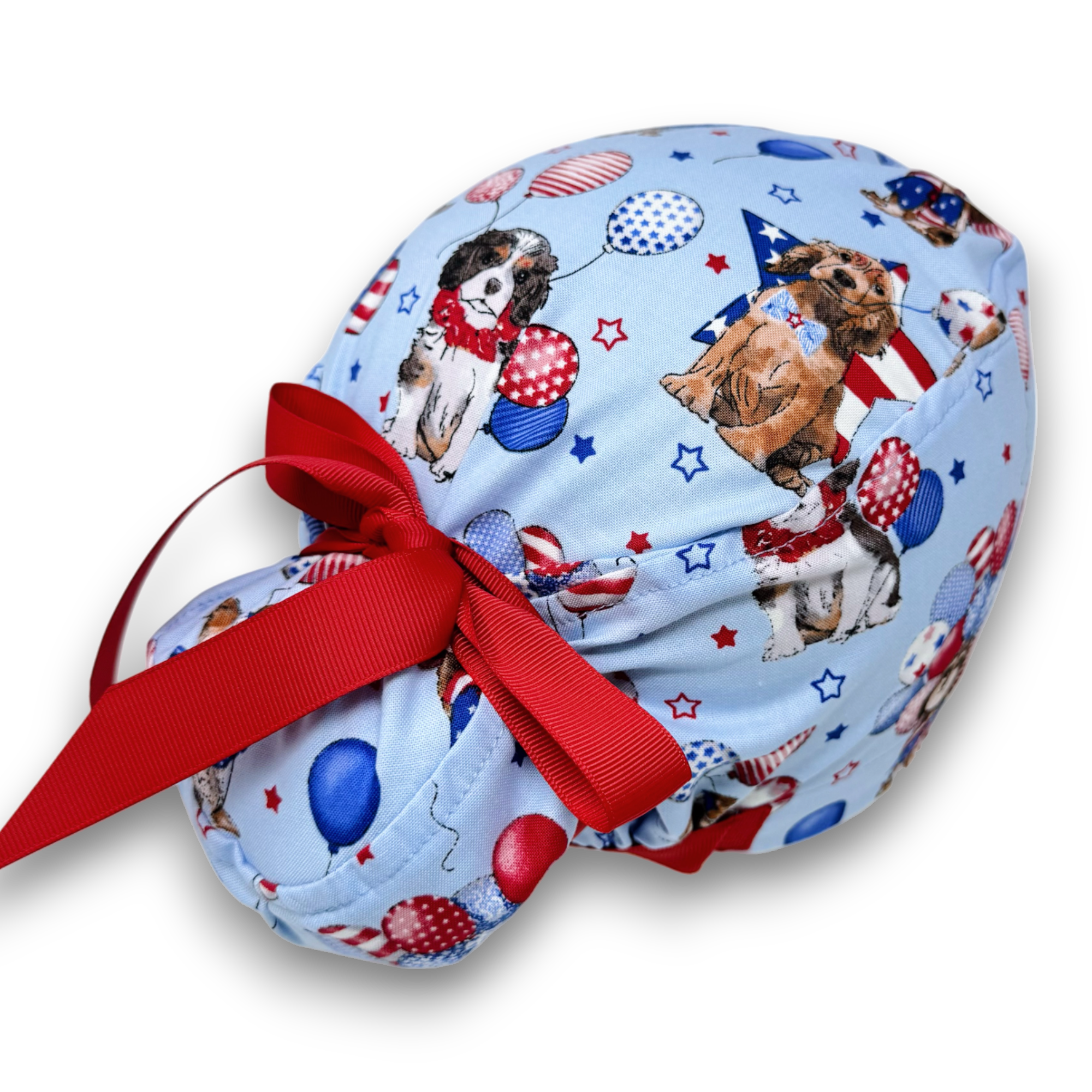 Dog Euro scrub cap with ties for Women by Paradise Caps. Euro PLUS style.