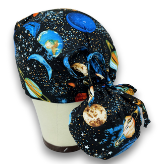 Celestial Ponytail scrub cap for women with satin lined option by Paradise Caps.