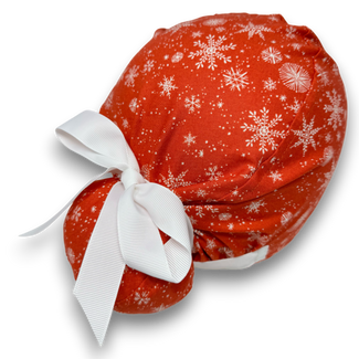 Christmas Euro scrub cap with ties for Women by Paradise Caps. Euro PLUS style.