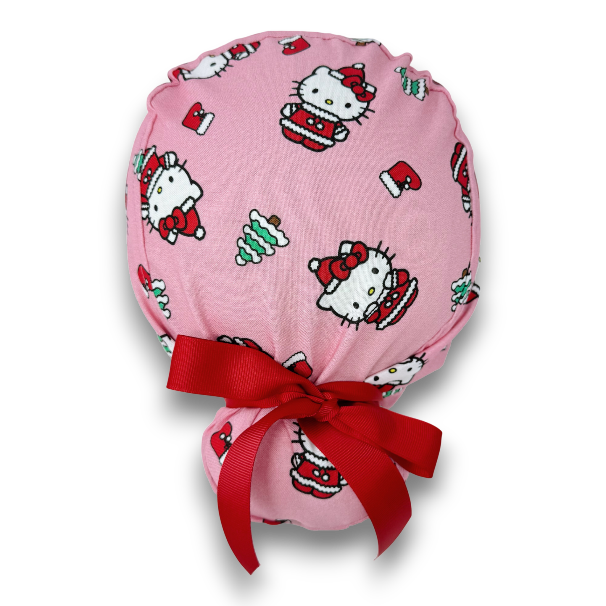 Christmas Euro scrub cap with ties for Women by Paradise Caps. Euro PLUS style.