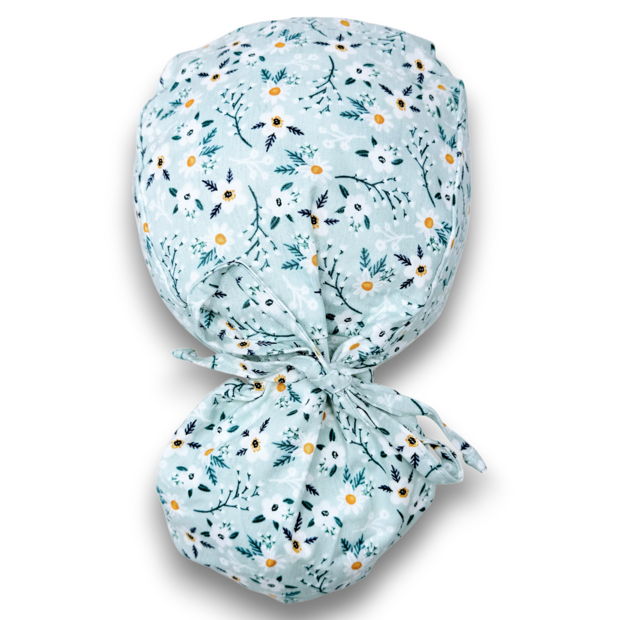 Floral Ponytail scrub cap for women with satin lined option by Paradise Caps.