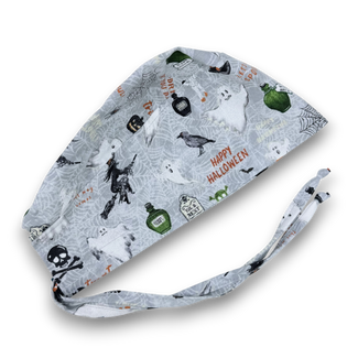 Spooky Night Skull tie-back style surgical scrub cap for men by Paradise Caps.
