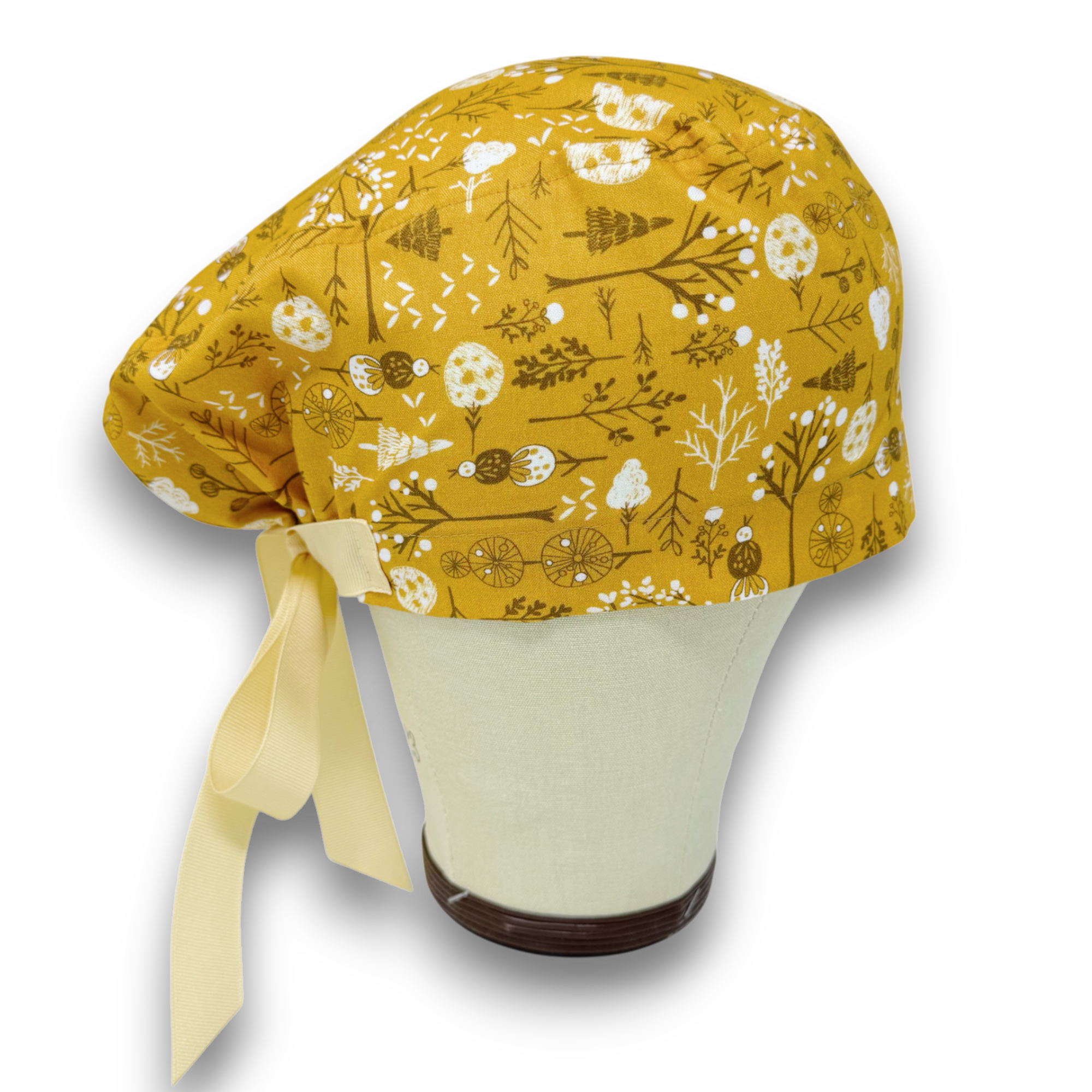 Floral Euro Euro scrub cap with ties for Women by Paradise Caps. Euro PLUS style.