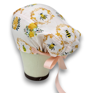 Bee Euro scrub cap with ties for Women by Paradise Caps. Euro PLUS style.