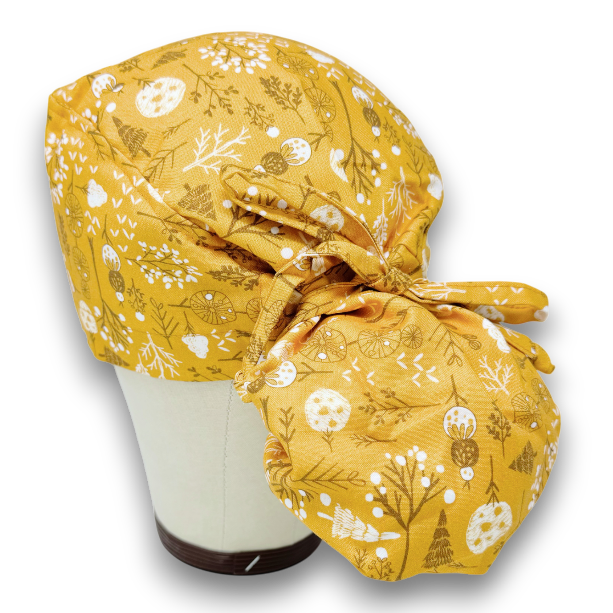 Floral winter Ponytail scrub cap for women with satin lined option by Paradise Caps.