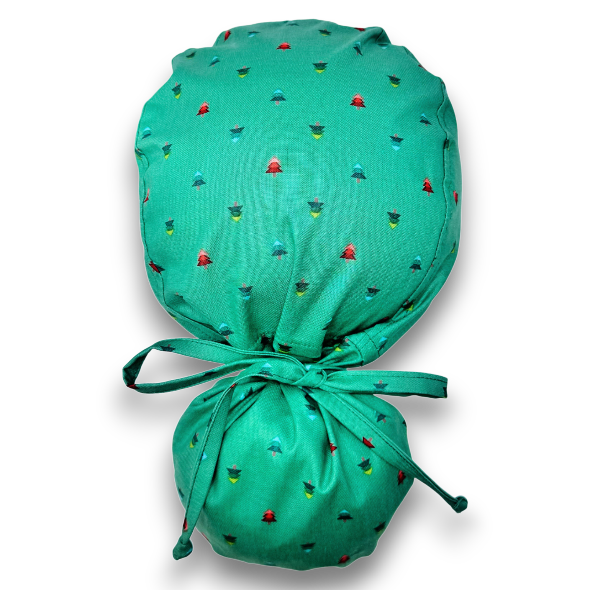 Christmas Ponytail scrub cap for women with satin lined option by Paradise Caps.